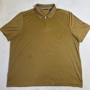 Perry Ellis Mens 2XL Gold Bronze Quarter Zip Polo Shirt Modern Performance Golf
